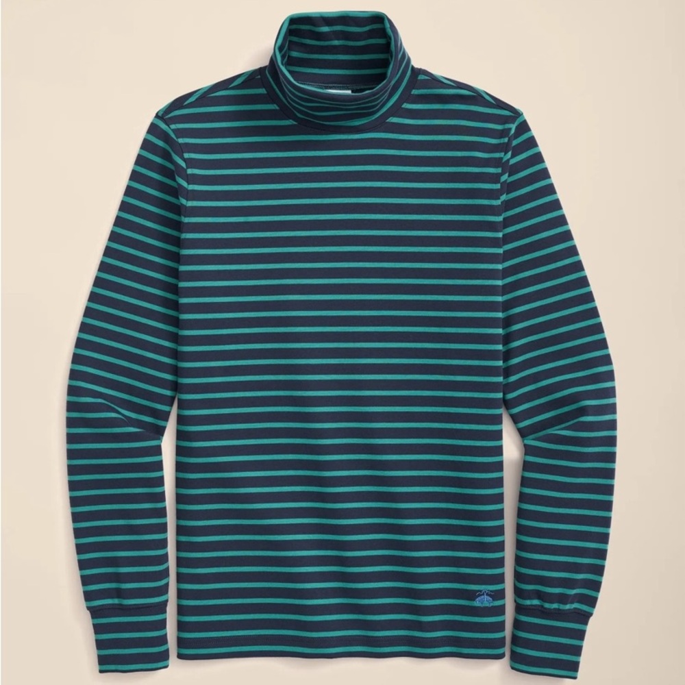 Brooks Brothers Cotton Blend Striped Turtleneck, Medium